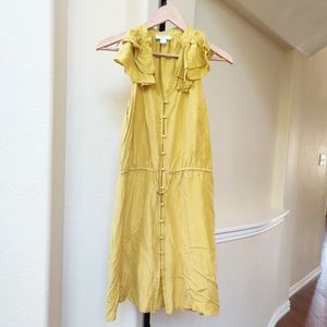 LOFT 100% Silk Mustard Yellow Dress.